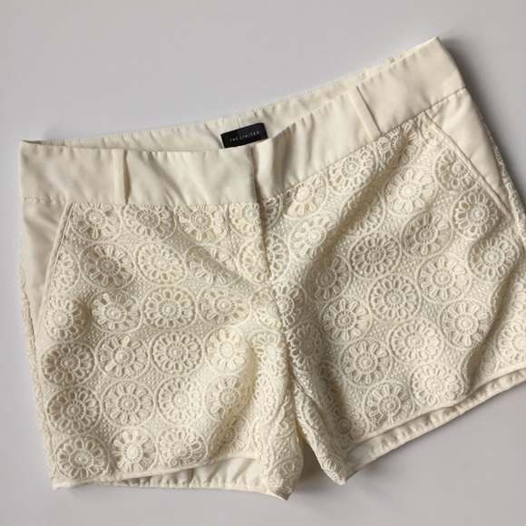 The Limited Pants - The Limited ivory lace dress shorts size 10
